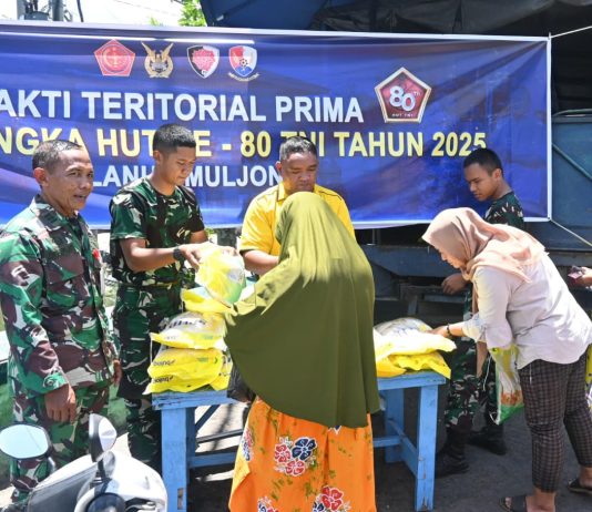Lanud Muljono Gelar Bazar Beras Murah Bakti Teritorial Prima Dalam Rangka HUT Ke-80 TNI Tahun 2025