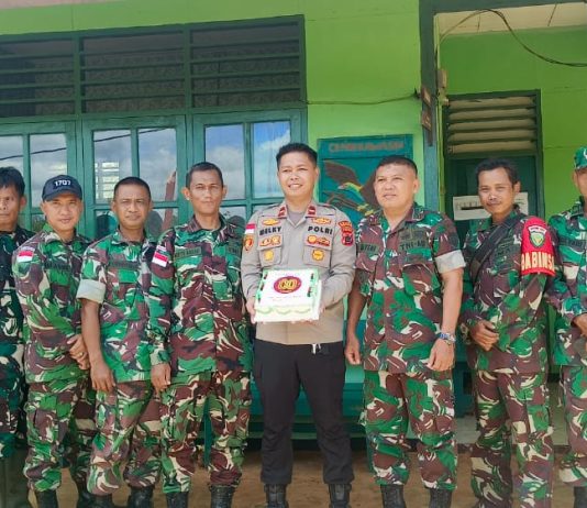 Sinergi Kuat di Perbatasan, Satgas Yonif 403/WP, Koramil, dan Polsek Ulilin Gelar Syukuran HUT ke-80 TNI