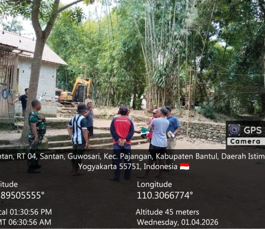 Babinsa Kodim 0729/Bantul Mulai Pembangunan Jembatan Garuda di Guwosari