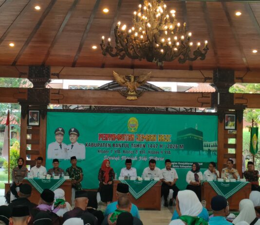 Kasdim 0729/Bantul Sambut Kepulangan Jemaah Haji Kloter 7 YIA di Pendopo Parasamya