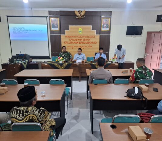 Sinergi TNI dan Pemerintah, Danramil Sewon Hadiri Sosialisasi Pembangunan Irigasi Jotawang